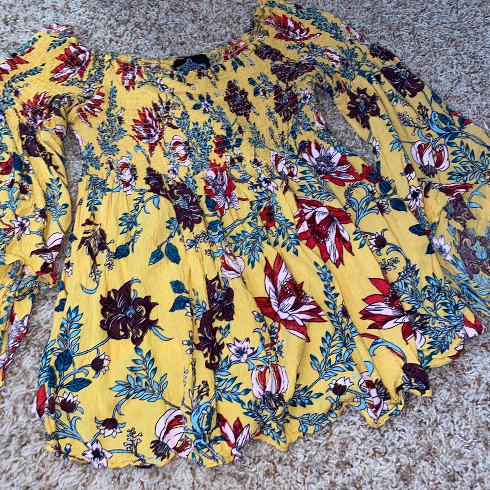 off the shoulder yellow top